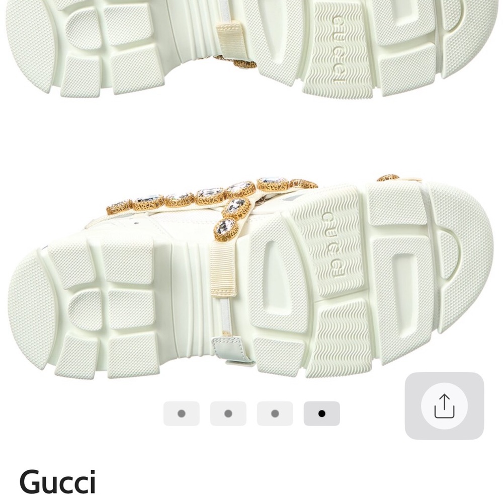 Gucci White Sneakers with Gold Embellishments - Picture 2 of 5